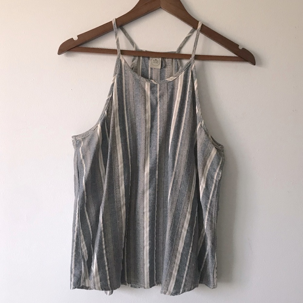 Linen striped paper crane tank top